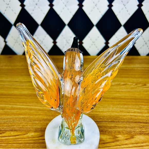 Hummingbird Art Glass Sculpture Vintage Hand Blown Murano Style Bird Figurine - Picture 8 of 11